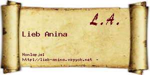 Lieb Anina névjegykártya